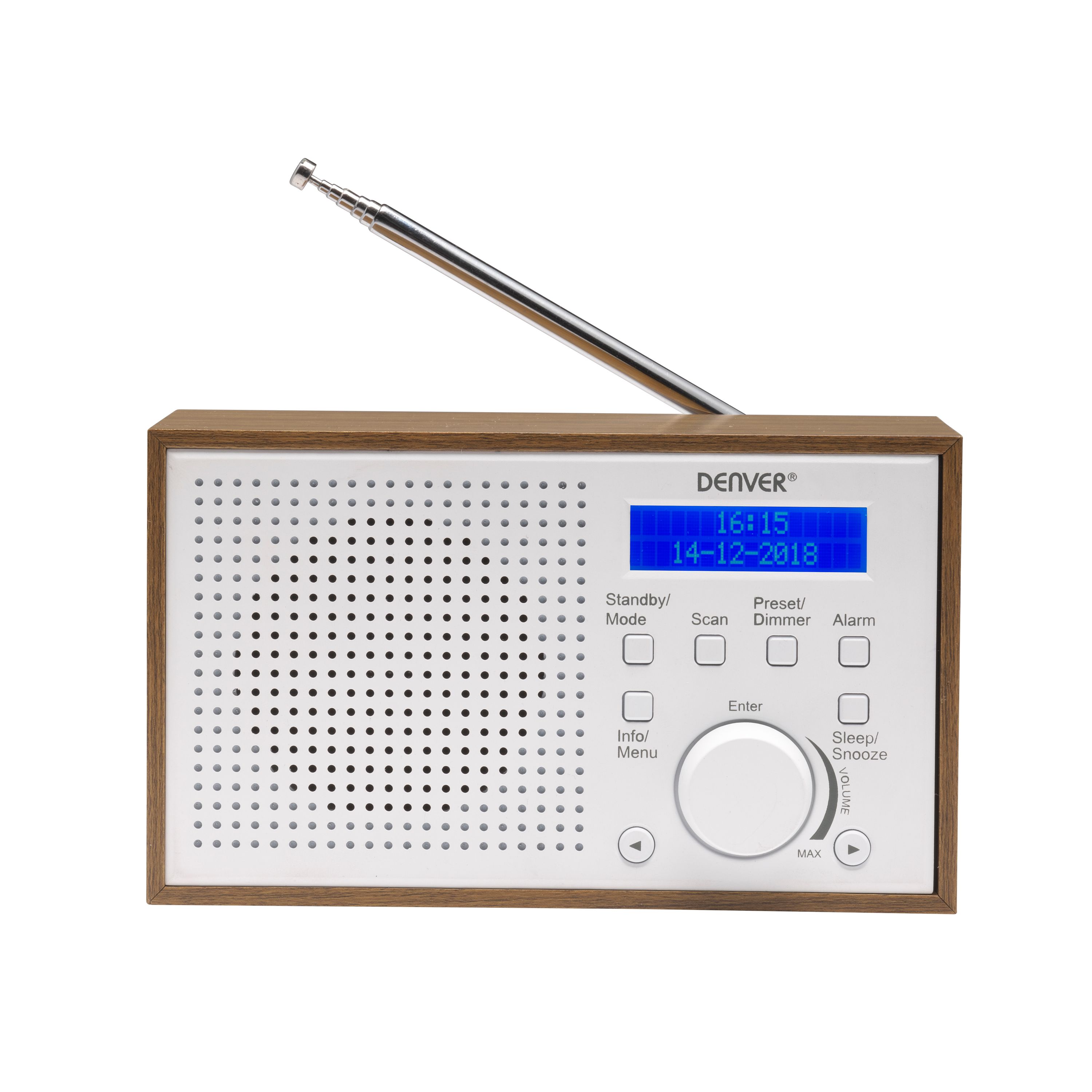 Denver DAB-46 DAB+/FM-Radio&ndash; Dual-Alarm-Wecker, Holz, weiss - Bild 1