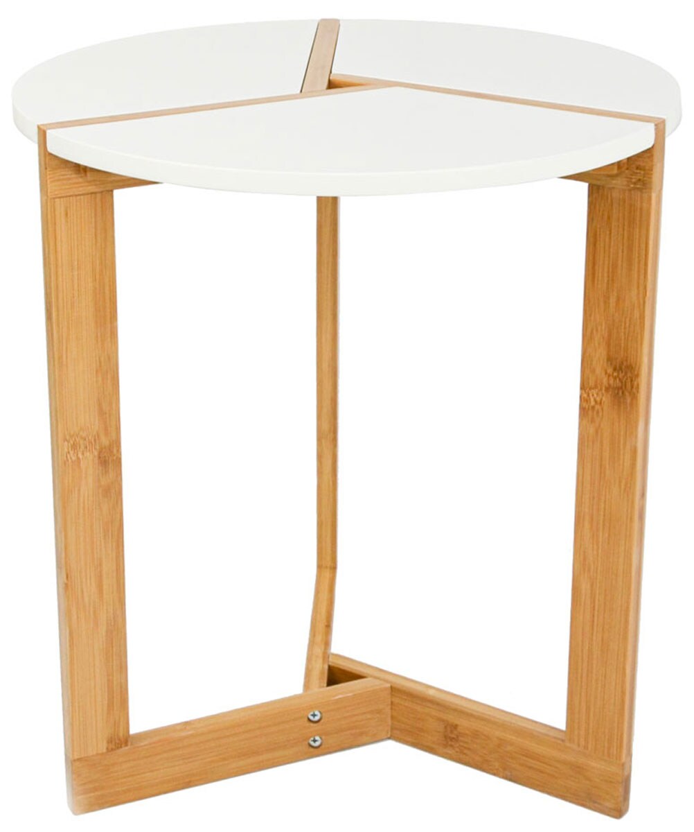 Nordic Style Beistelltisch 40 x 45 cm Holz Tisch Rund Couchtisch Nachttisch Weiß | 04057216044386