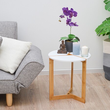 Nordic Style Beistelltisch 40 x 45 cm Holz Tisch Rund Couchtisch Nachttisch  Weiß online kaufen bei Netto