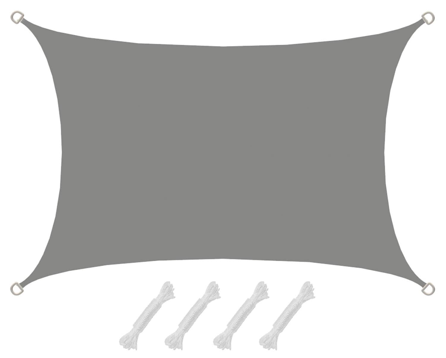 UPF50+ UV Sonnensegel 2x3 Polyester Rechteck Wasserabweisend Garten Balkon Grau - Bild 1