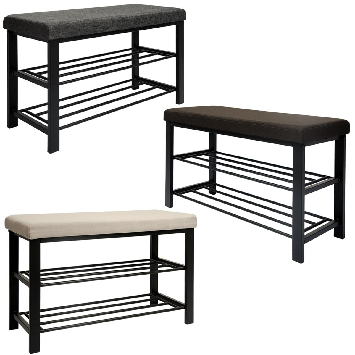 Schuhregal mit Sitzbank aus Metall 81x32x46 cm Schuhbank - Bild 1