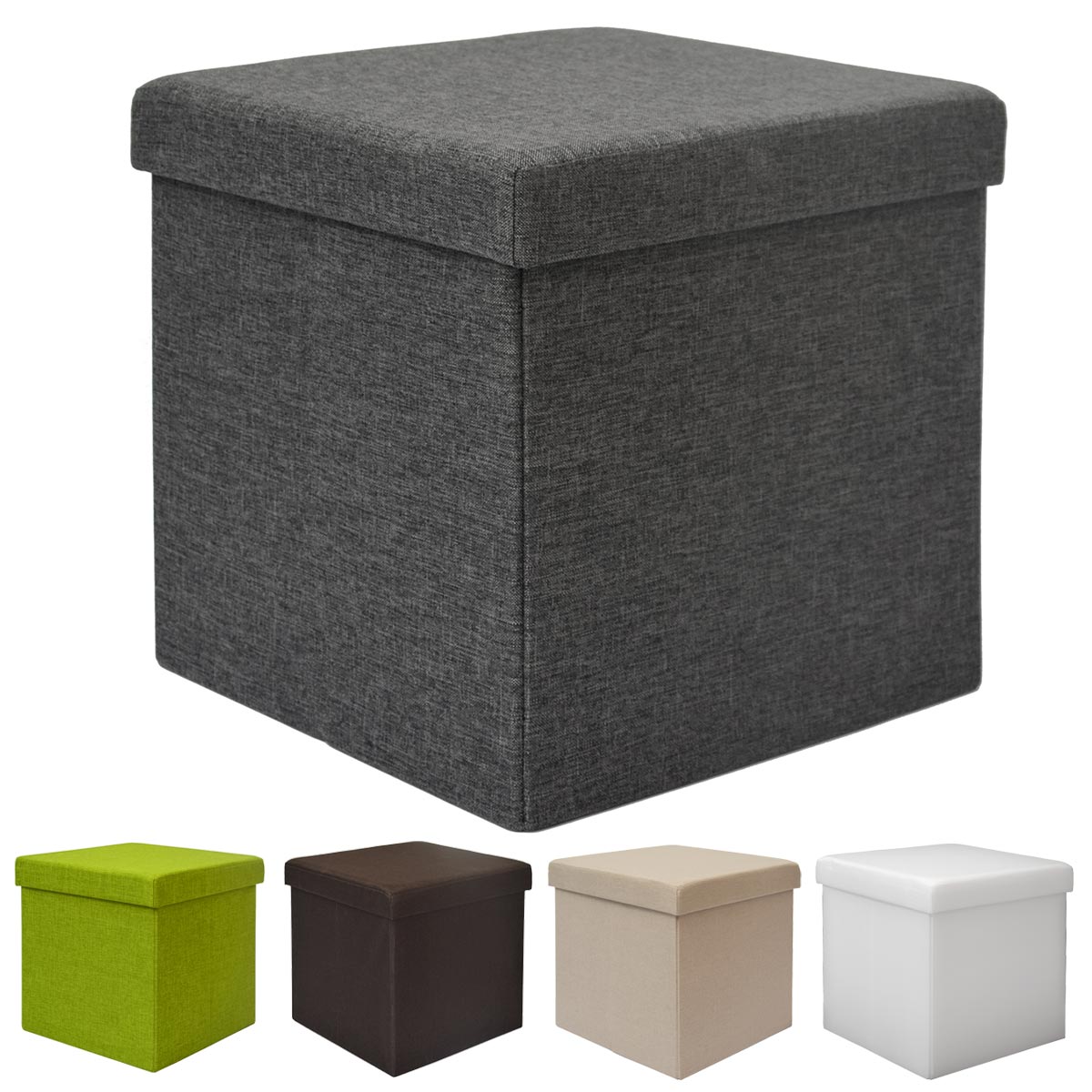 DuneDesign Faltbarer Sitzhocker 38cm Fu&szlig;hocker Polsterhocker mit ca 42L Stauraum Sitzw&uuml;rfel Sitzkast - Bild 1