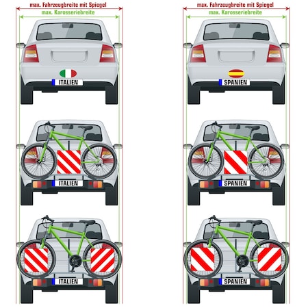 50x50cm Warntafeln Warnschild Reflektierend Italien Spanien Aluminium  Hecktrger
