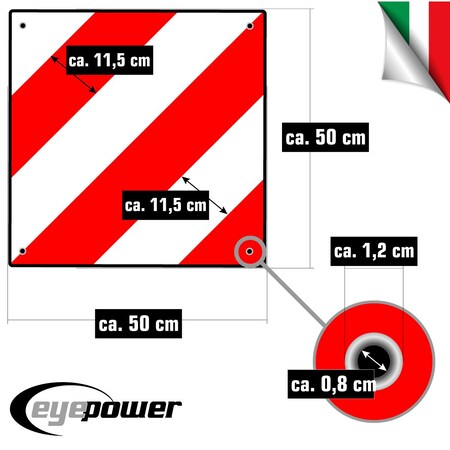 Warntafel Italien Spanien B-Ware 50x50cm Aluminium Reflektor