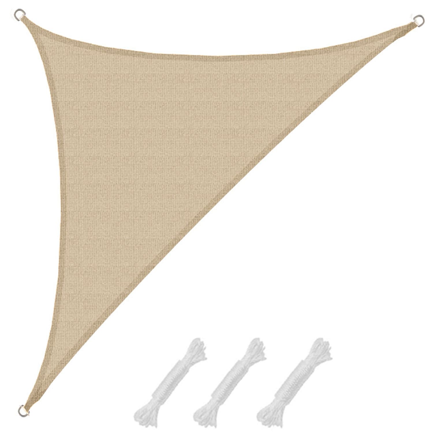 UV Sonnensegel 3,6x3,6x5,1 HDPE Dreieck Rechtwinklig Sonnenschutz Garten Beige - Bild 1