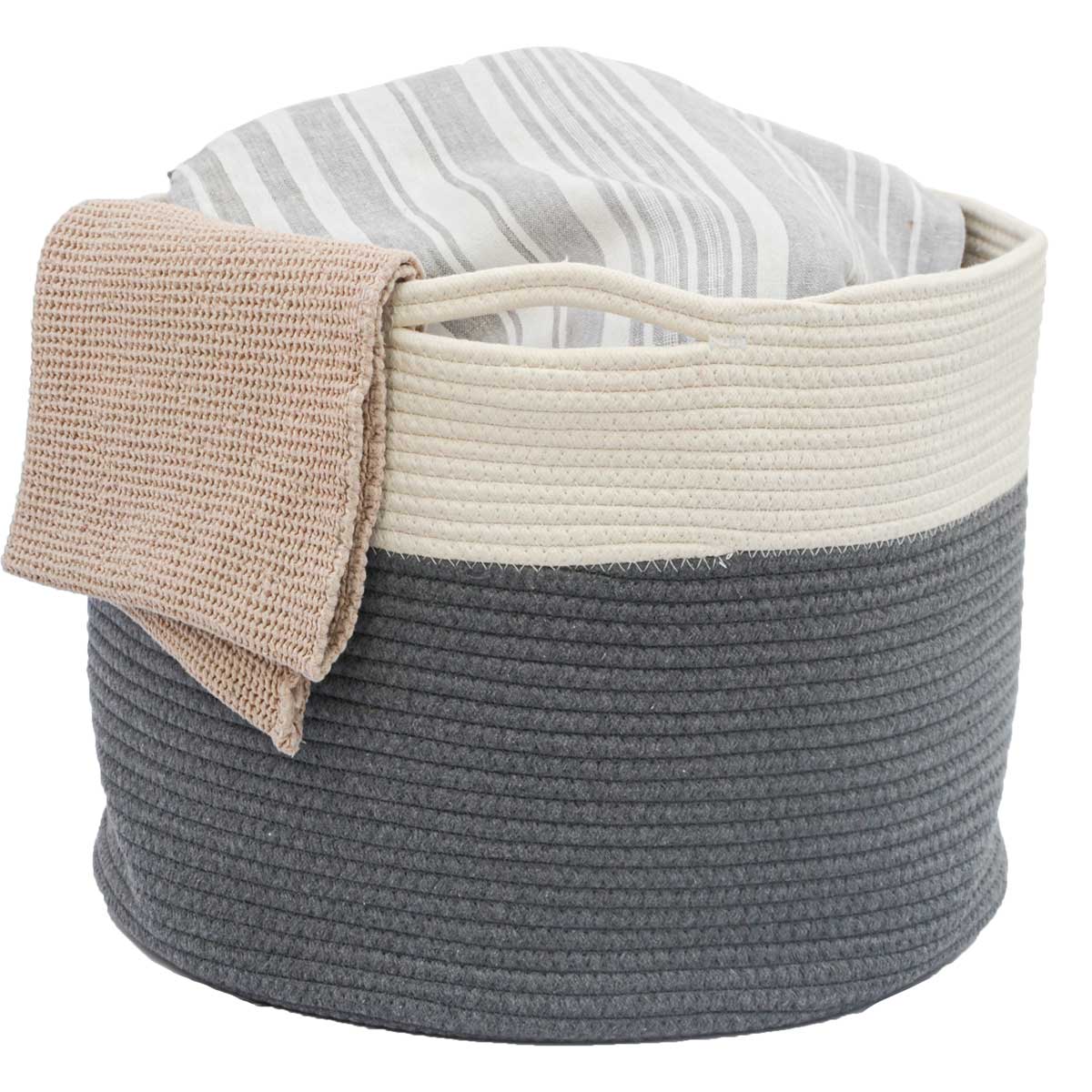 &Oslash;50x35 Baumwoll Seilkorb 60L Aufbewahrungskorb Boho W&auml;schekorb Kinderzimmer Korb - Bild 1