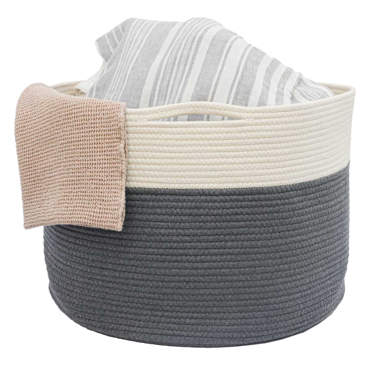 &Oslash;43x33 Baumwoll Seilkorb 45L Aufbewahrungskorb Boho W&auml;schekorb Kinderzimmer Korb - Bild 1