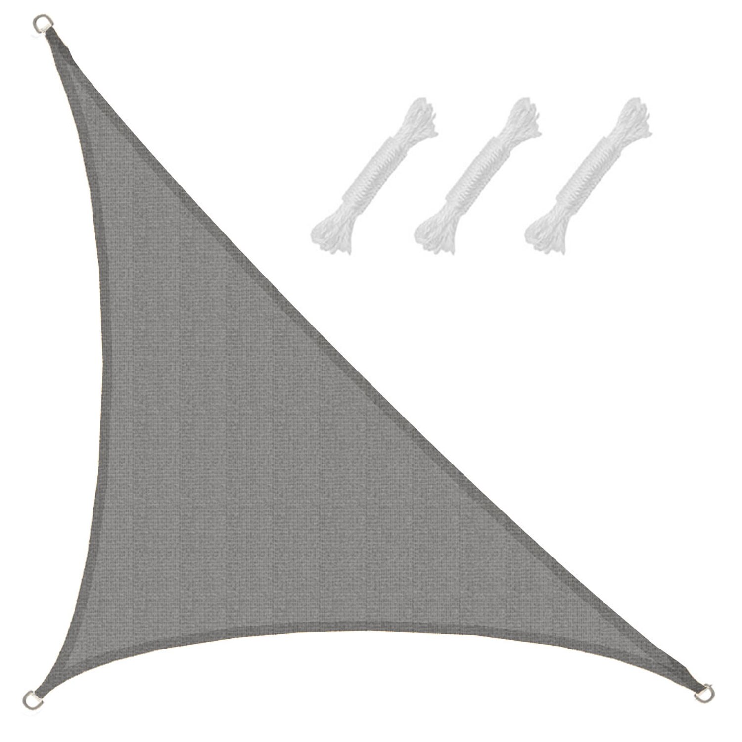 UV Sonnensegel 3,6x3,6x5,1 HDPE Dreieck Rechtwinklig Sonnenschutz Garten Grau - Bild 1