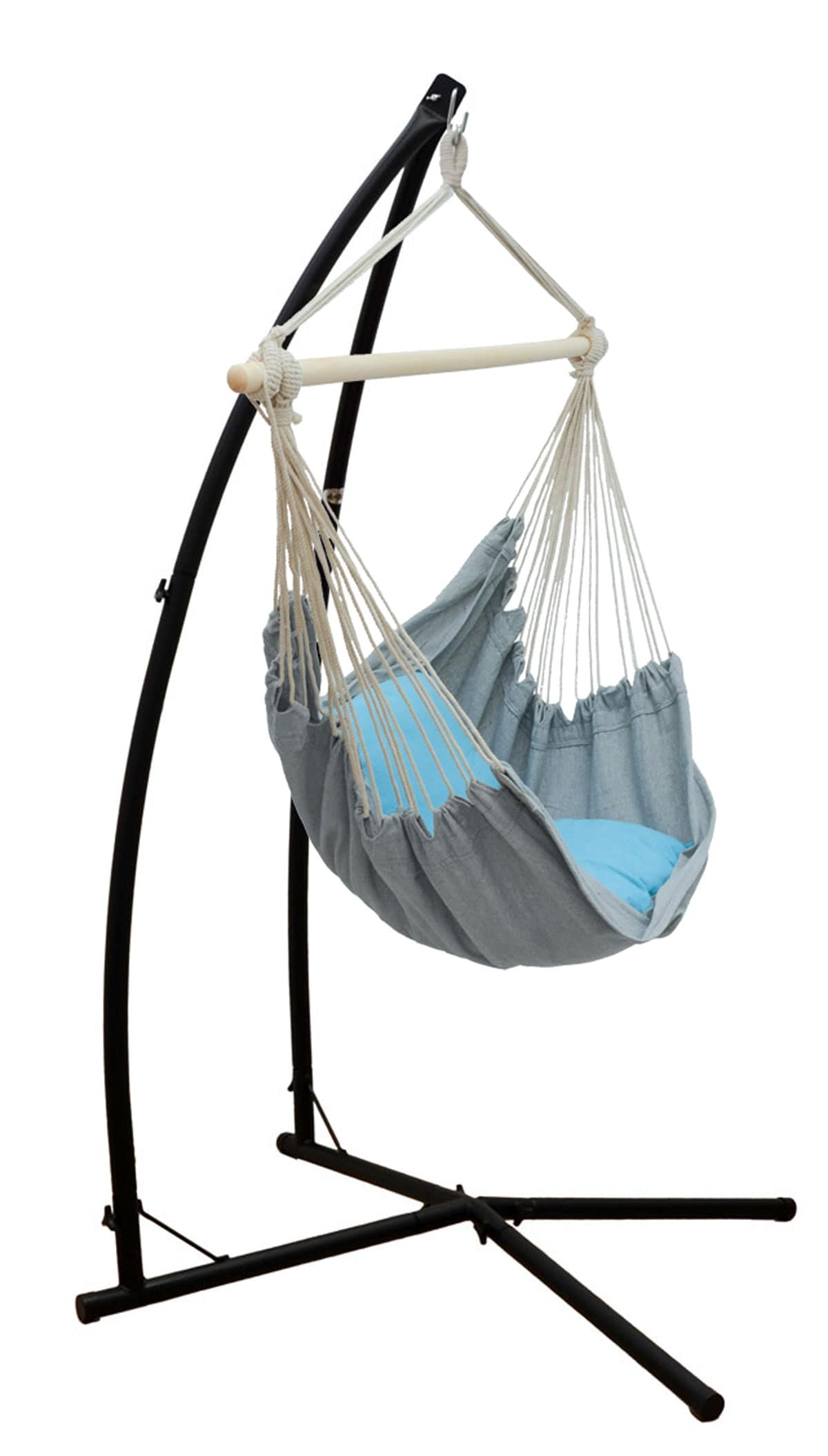 H&auml;ngestuhlgestell mit H&auml;ngesessel 215cm Metallgestell bis 120kg mit 2 Kissen - Bild 1