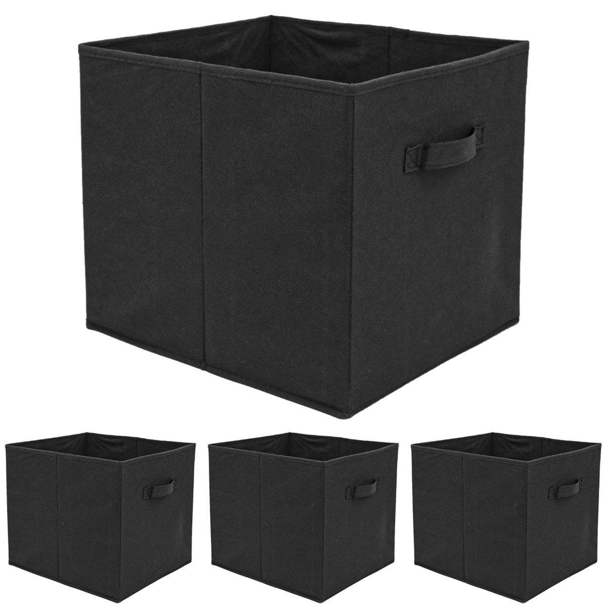 4er Set Aufbewahrungsbox f&uuml;r Kallax Regal - 33x38x33 Stoff Box mit Griff - Schwarz - Bild 1