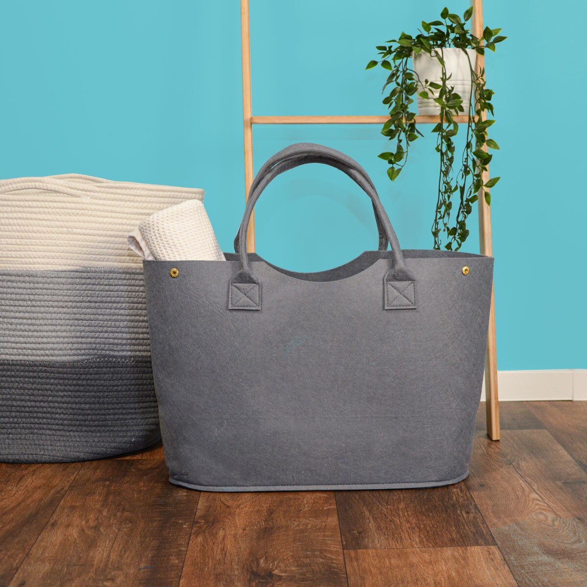 Filztasche Blau Mit Henkel – 30x20x18 Cm, Faltbar, Für Einkaufen, Alltag, Als Geschenk