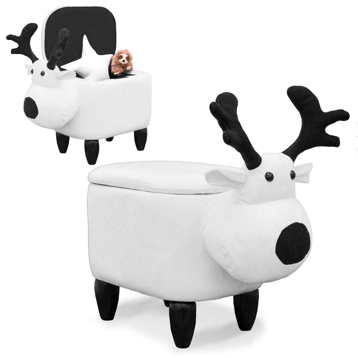 Rentier Spielzeug Hocker mit Stauraum - Sitzhocker f&uuml;r Kinder Kinderzimmer Deko - Bild 1