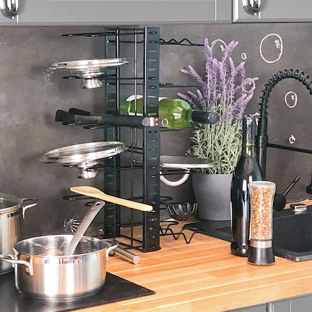 Pfannen Regal 4 Ablagen - 38x21x25 Deckel Organizer Küche Zubehör Topf  Organizer online kaufen bei Netto