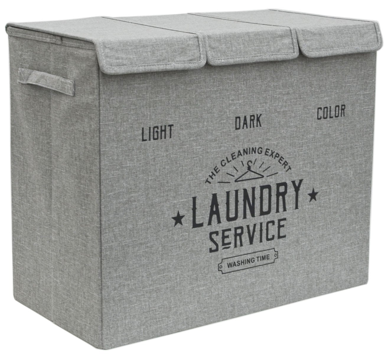 3 F&auml;cher W&auml;schekorb mit Deckel - 84L W&auml;schesammler Faltbar - 60x30x50 W&auml;schebox - Bild 1