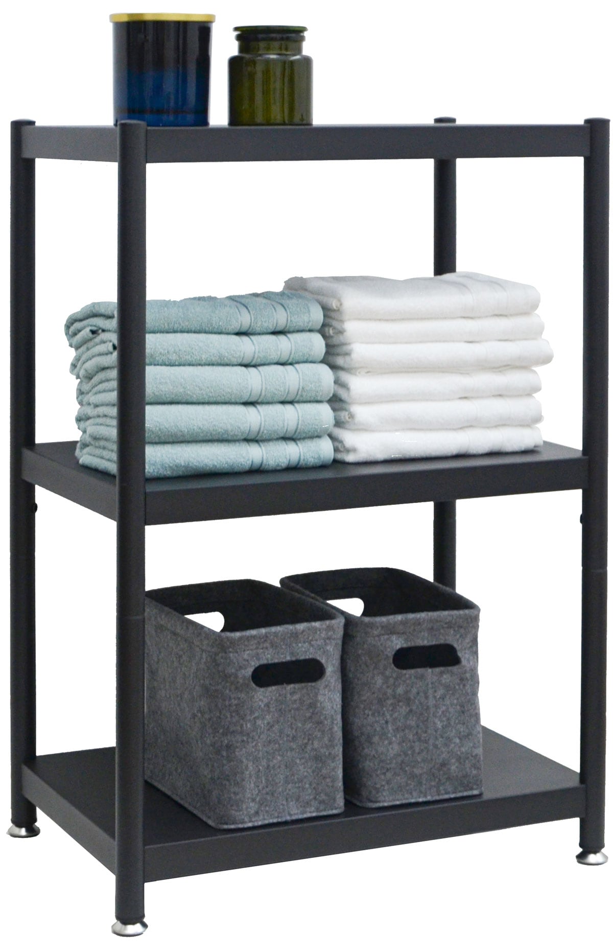 Industrial Design Metallregal 61x41x90 Standregal 3 Ebenen Metall Regal Schwarz - Bild 1