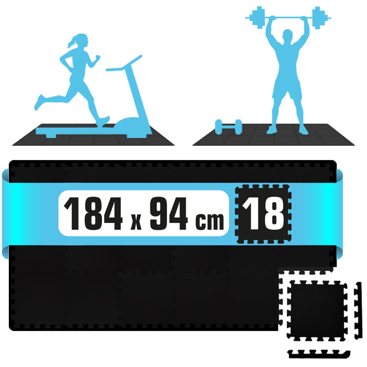18x Fitness Bodenschutzmatte - 30x30 EVA Matte Sport Bodenmatte f&uuml;r Fitnessraum - Bild 1