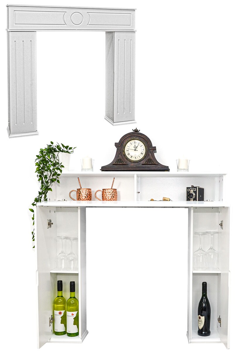 Geheimfach Kaminkonsole mit Stauraum - 107x100 Kaminumrandung Holz Kaminrahmen - Bild 1