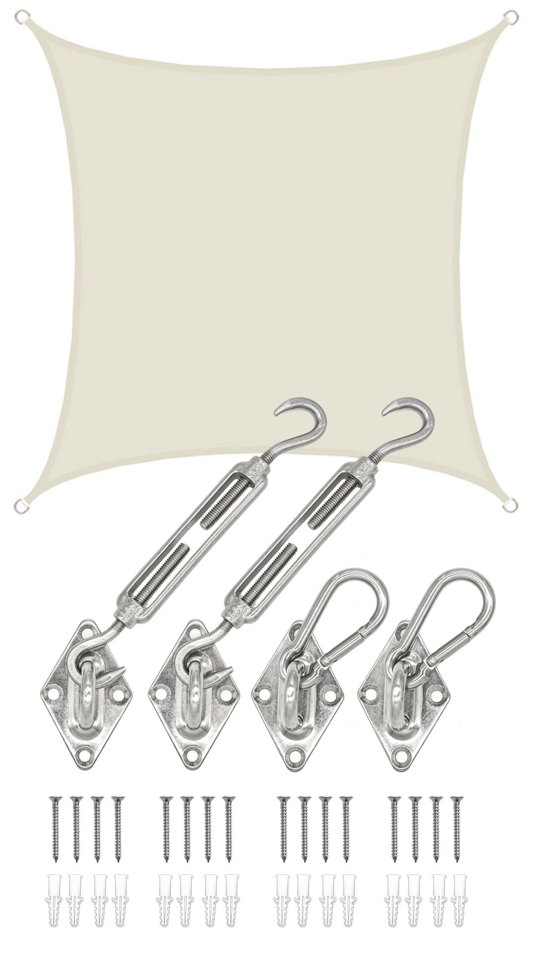 3x3m Sonnensegel Viereckig Wasserdicht - Sonnenschutz Segel Set mit Befestigung - Bild 1