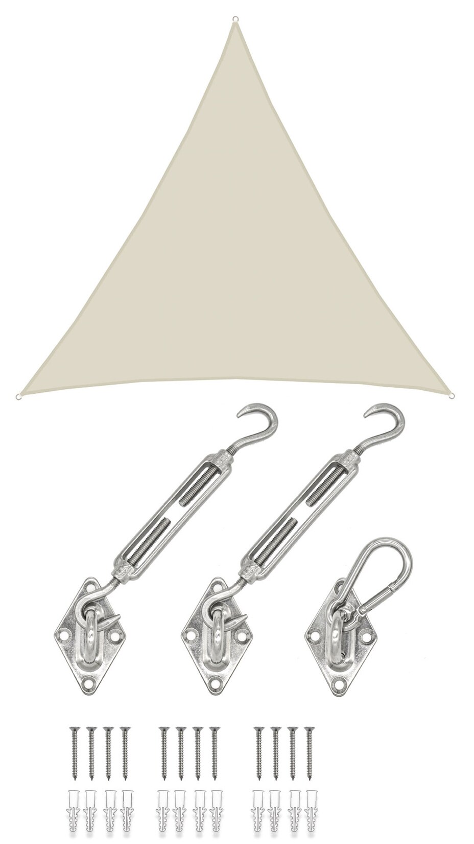 7x7x7 Sonnensegel Dreieckig Wasserdicht – Sonnenschutz Segel Set mit Befestigung | 04057216046823