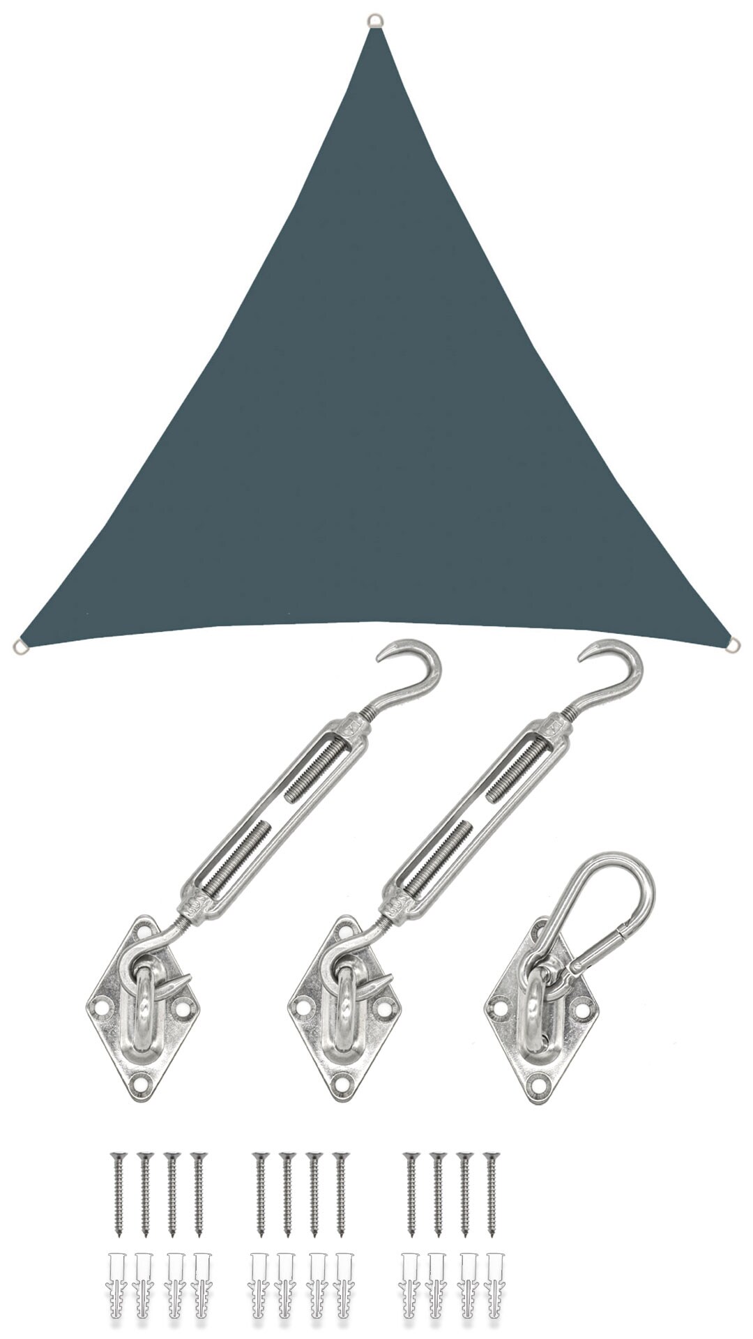 2x2x2 Sonnensegel Dreieckig Wasserdicht - Sonnenschutz Segel Set mit Befestigung - Bild 1