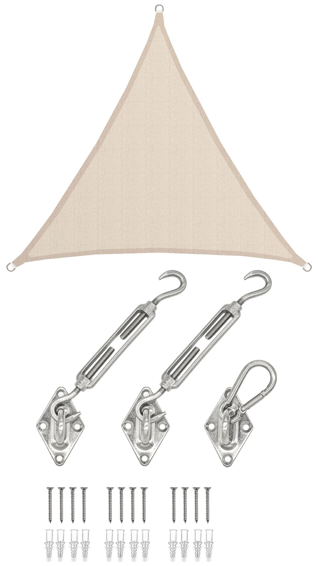 2x2x2 Sonnensegel Dreieckig Wasserdicht - Sonnenschutz Segel Set mit Befestigung - Bild 1