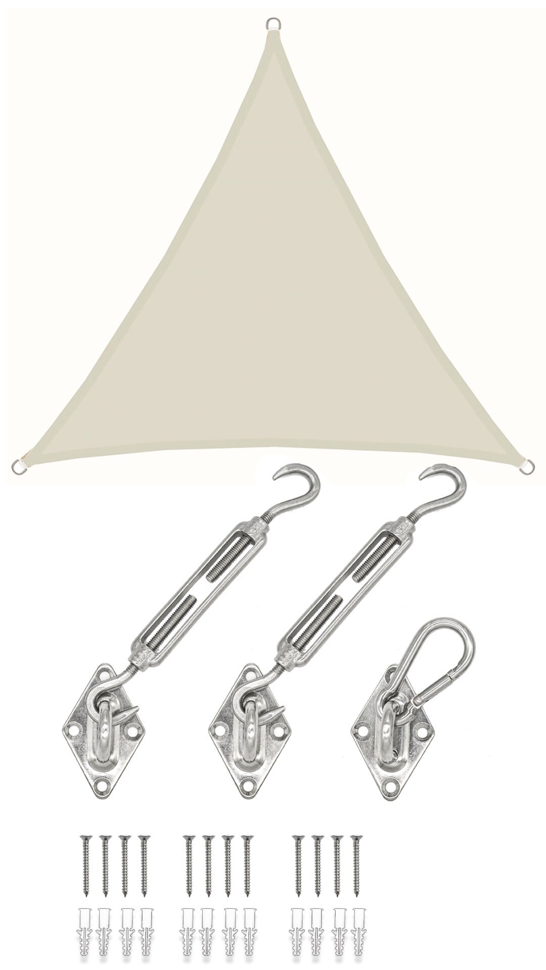 3x3x3 Sonnensegel Dreieckig Wasserdicht - Sonnenschutz Segel Set mit Befestigung - Bild 1