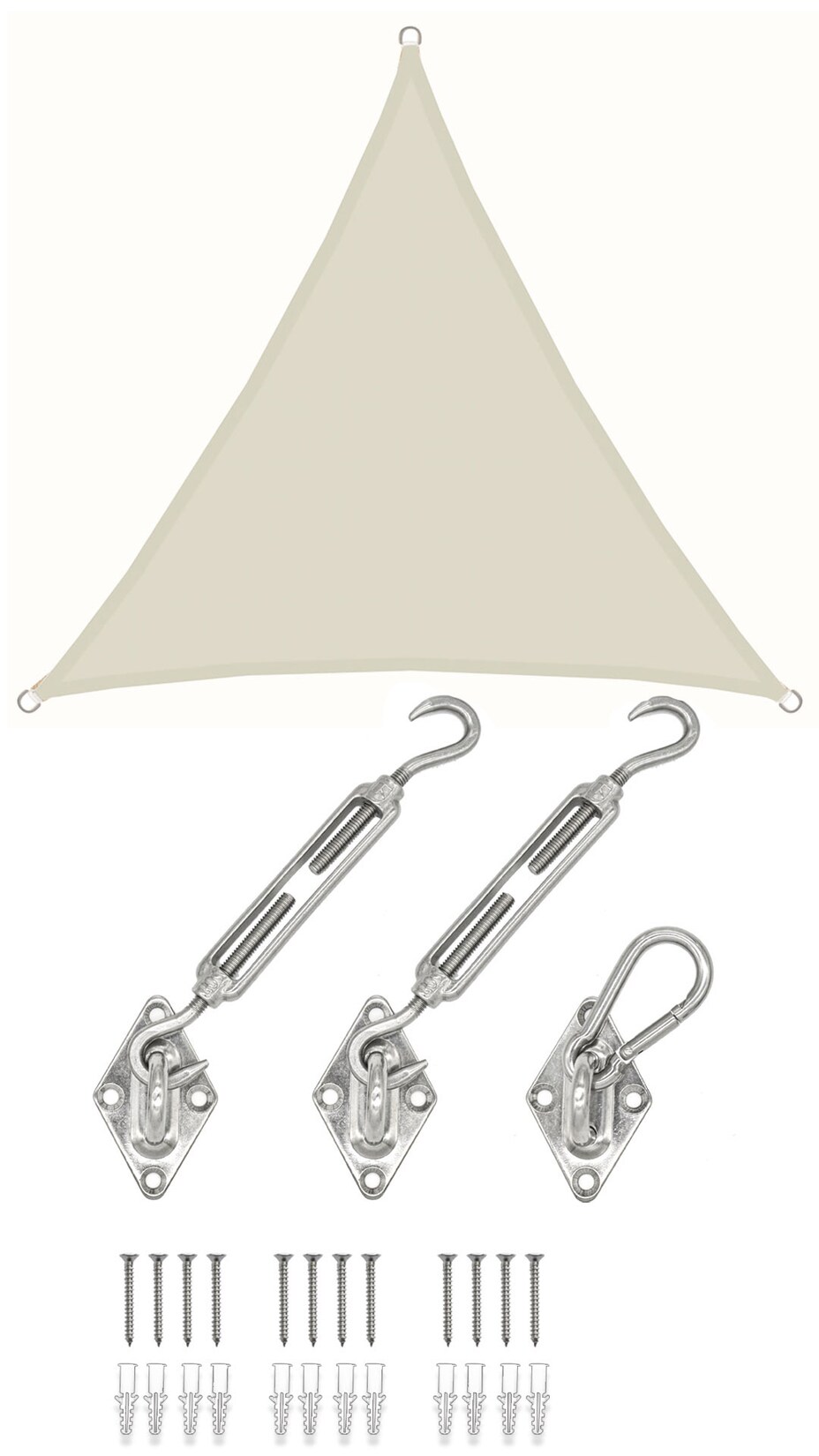 3x3x3 Sonnensegel Dreieckig Wasserdicht – Sonnenschutz Segel Set mit Befestigung | 04057216046793