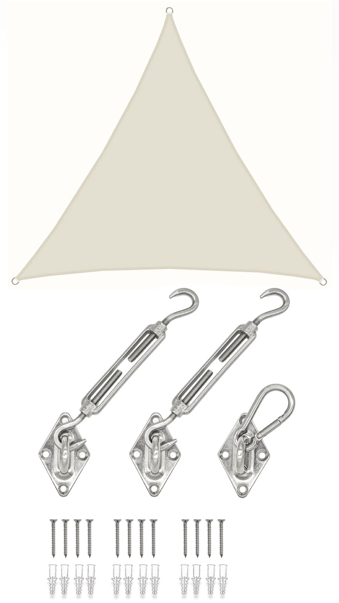 4x4x4 Sonnensegel Dreieckig Wasserdicht - Sonnenschutz Segel Set mit Befestigung - Bild 1