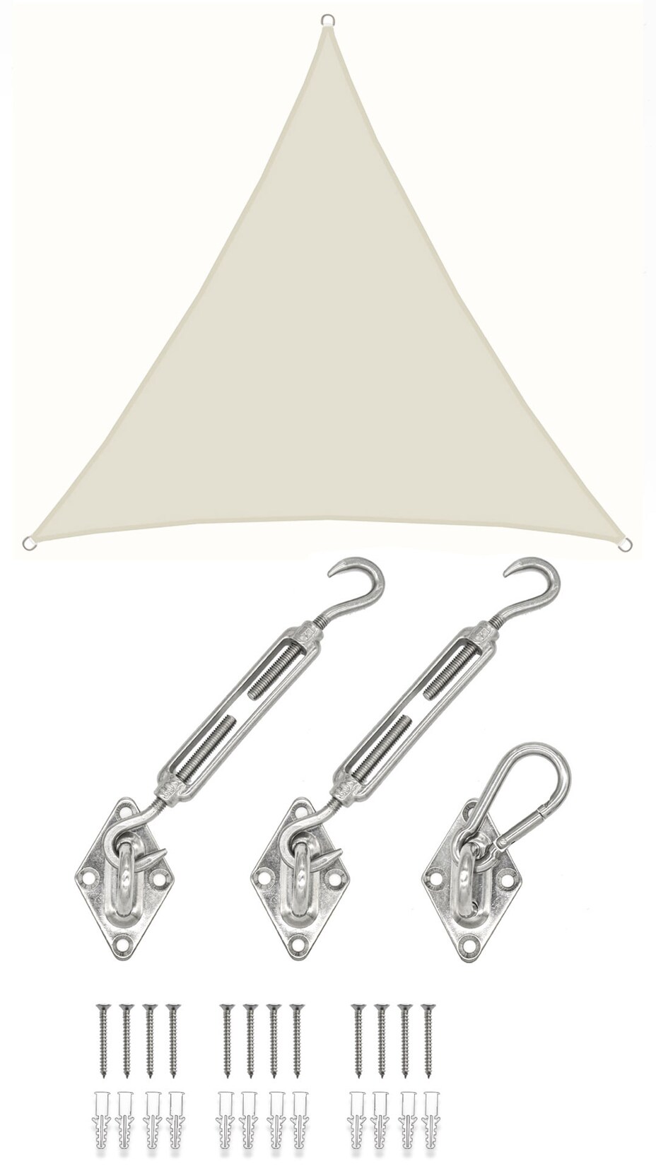 4x4x4 Sonnensegel Dreieckig Wasserdicht – Sonnenschutz Segel Set mit Befestigung | 04057216046816