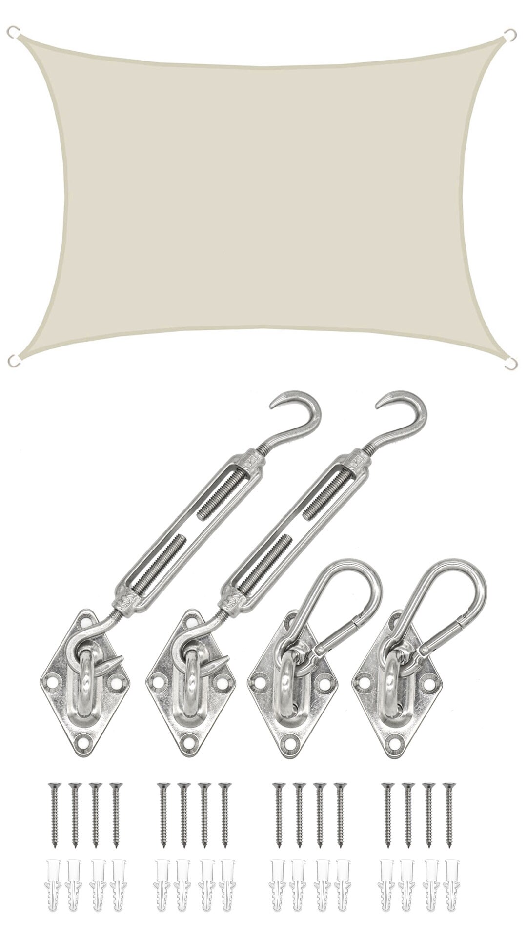 3x4m Sonnensegel Rechteckig Wasserdicht - Sonnenschutz Segel Set mit Befestigung - Bild 1