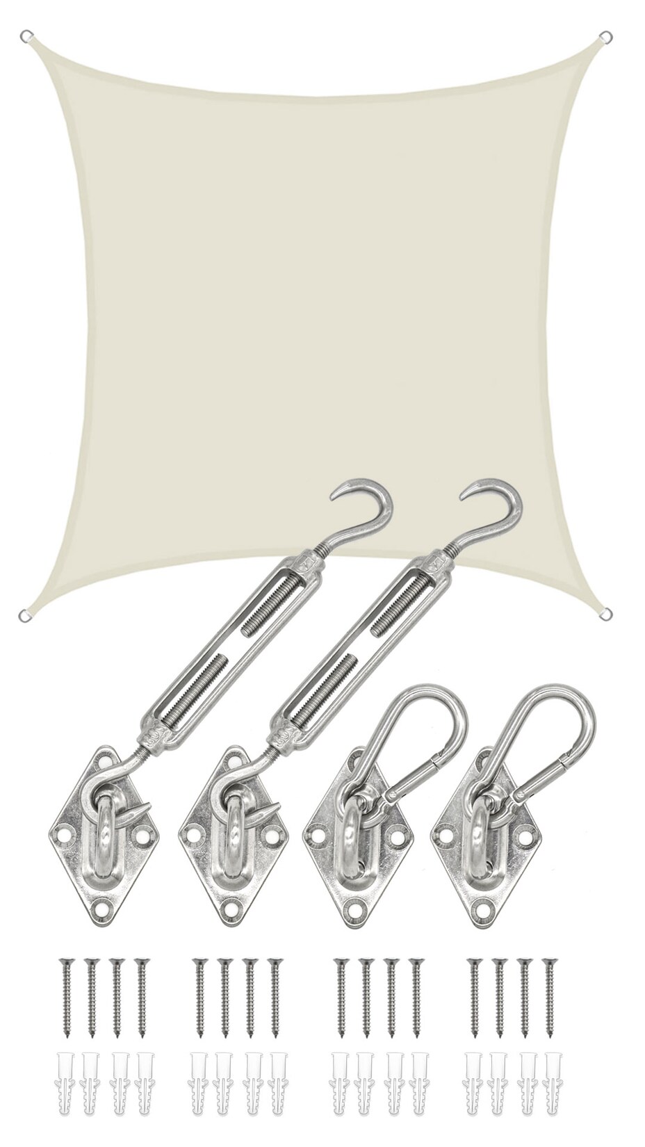 4x4m Sonnensegel Viereckig Wasserdicht – Sonnenschutz Segel Set mit Befestigung | 04057216046915