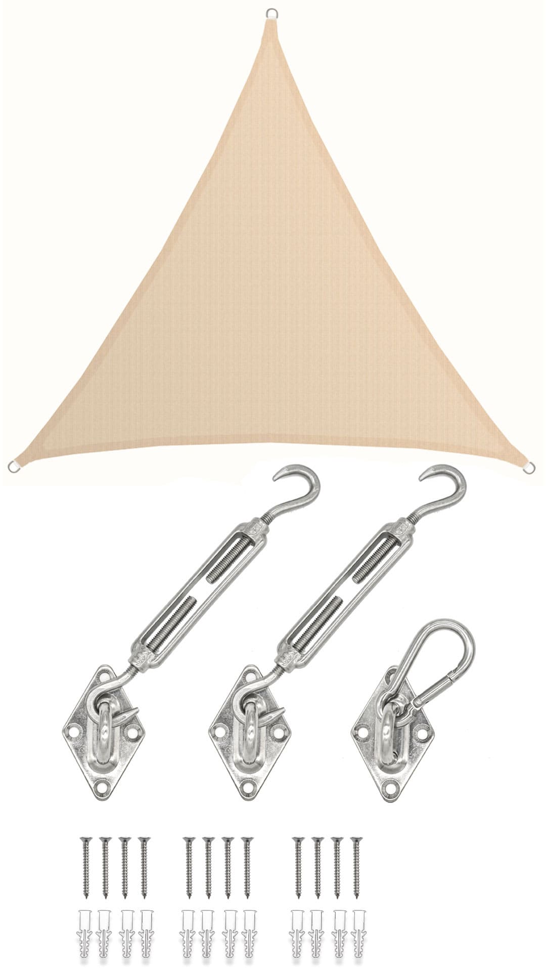 5x5x5 UV Sonnensegel Dreieckig Atmungsaktiv - Sonnenschutz Segel mit Befestigung - Bild 1