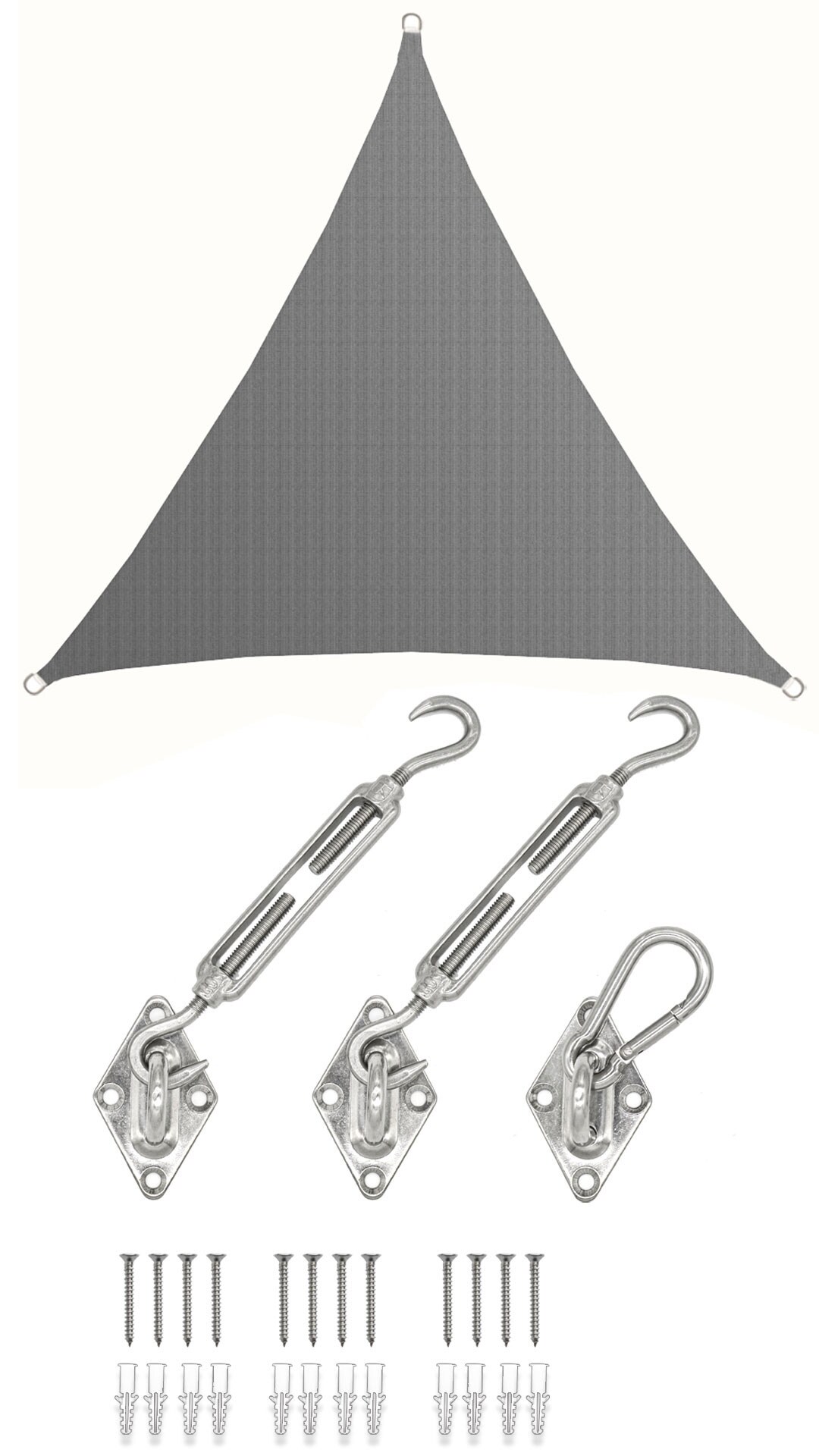 3x3x3 UV Sonnensegel Dreieckig Atmungsaktiv - Sonnenschutz Segel mit Befestigung - Bild 1