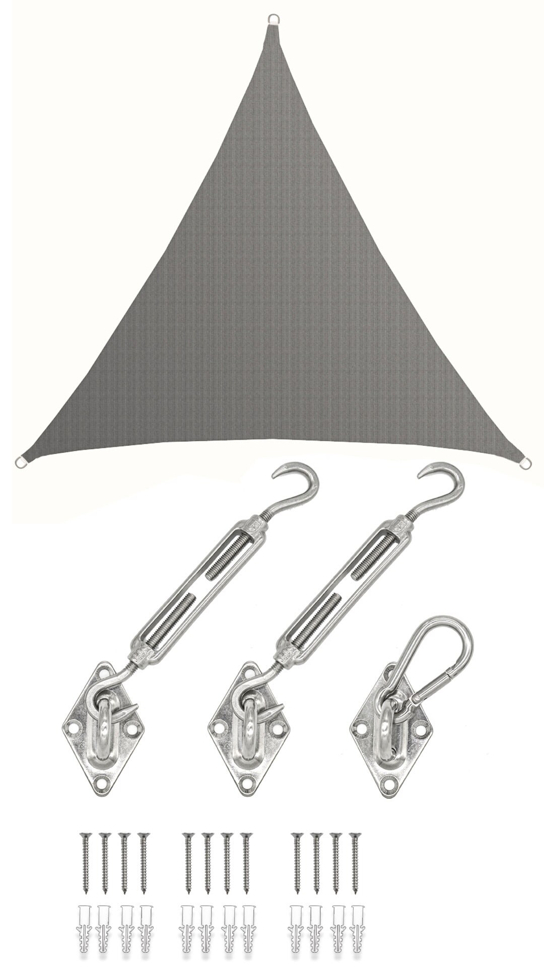 5x5x5 UV Sonnensegel Dreieckig Atmungsaktiv - Sonnenschutz Segel mit Befestigung - Bild 1