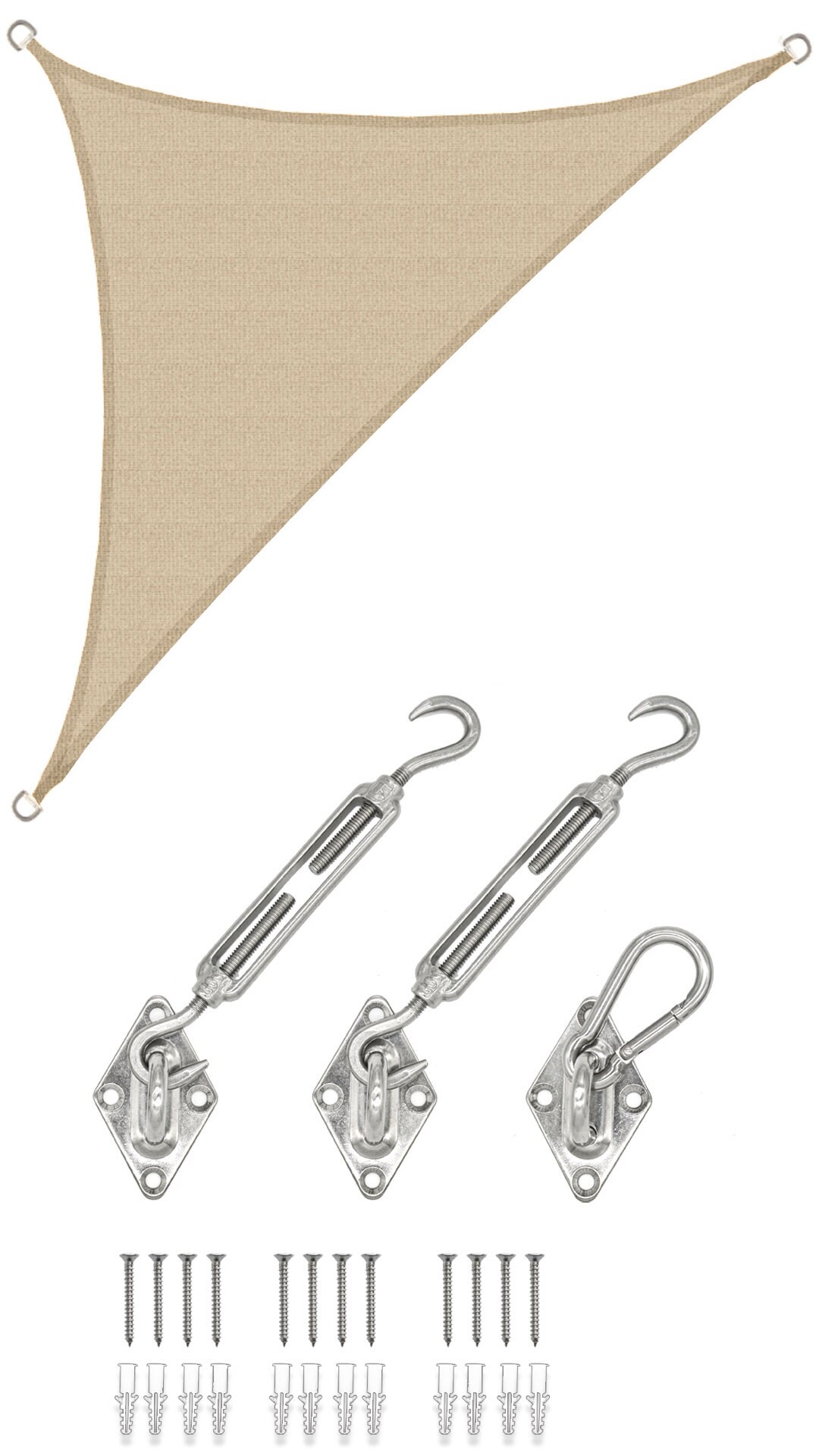 2,5x2,5x3,5 Sonnensegel Dreieckig Atmungsaktiv - Dreieck Segel mit Befestigung - Bild 1