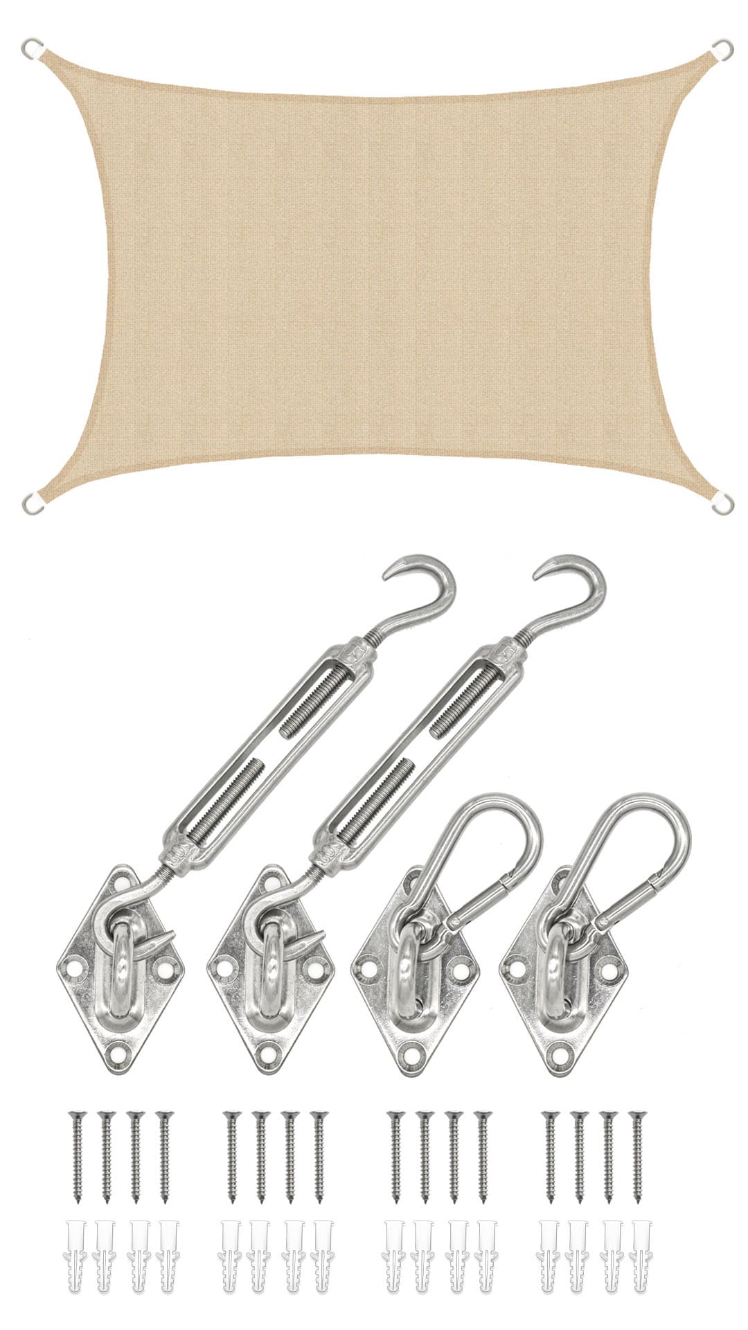 3x2 UV Sonnensegel Rechteckig Atmungsaktiv - Sonnenschutz Segel mit Befestigung - Bild 1