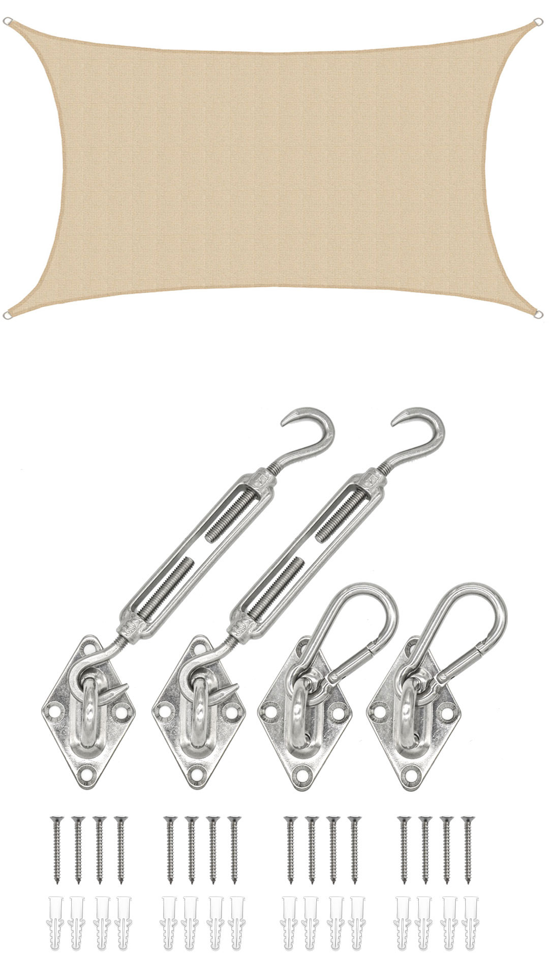 3x5 UV Sonnensegel Rechteckig Atmungsaktiv - Sonnenschutz Segel mit Befestigung - Bild 1