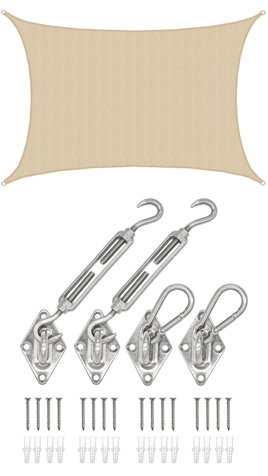 4x6 UV Sonnensegel Rechteckig Atmungsaktiv - Sonnenschutz Segel mit Befestigung - Bild 1