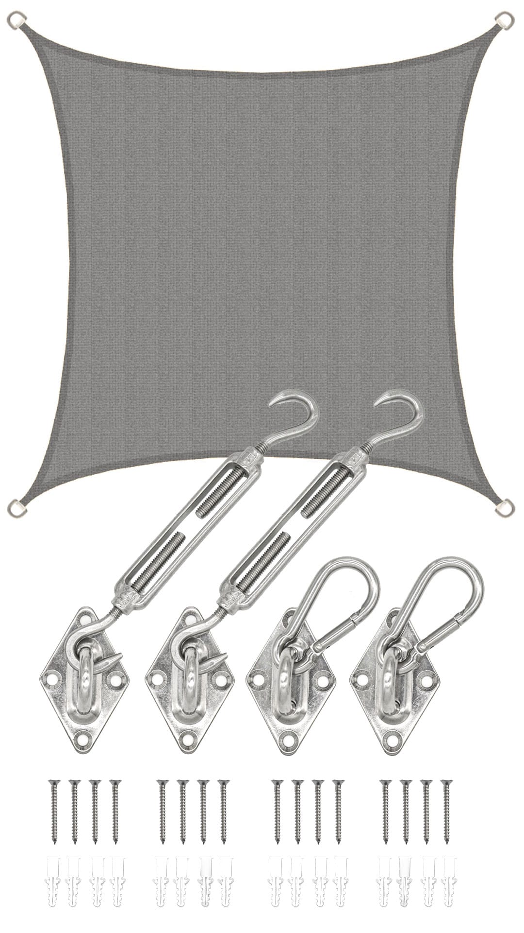 2x2 UV Sonnensegel Viereckig Atmungsaktiv - Sonnenschutz Segel mit Befestigung - Bild 1