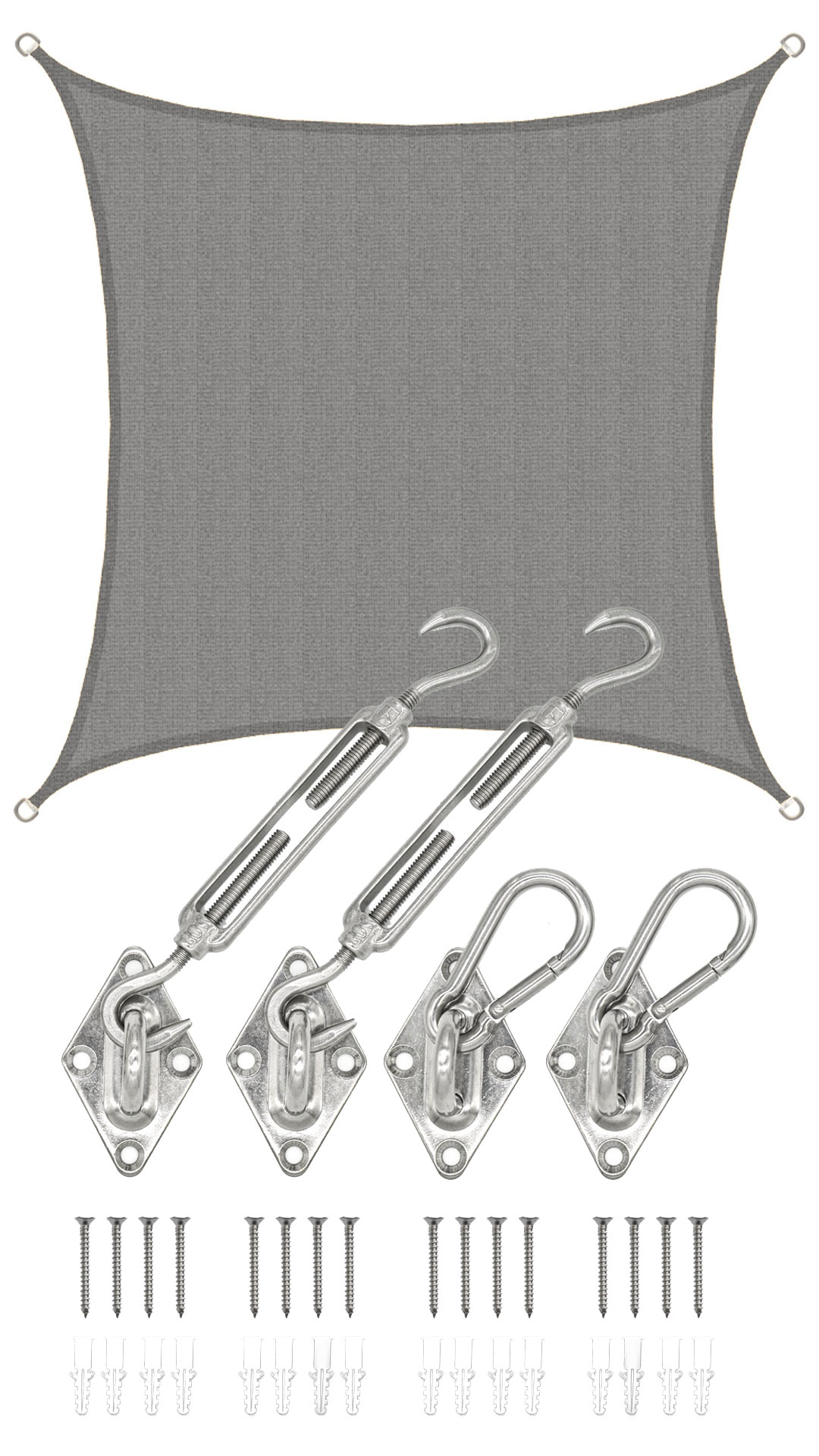 3x3 UV Sonnensegel Viereckig Atmungsaktiv - Sonnenschutz Segel mit Befestigung - Bild 1