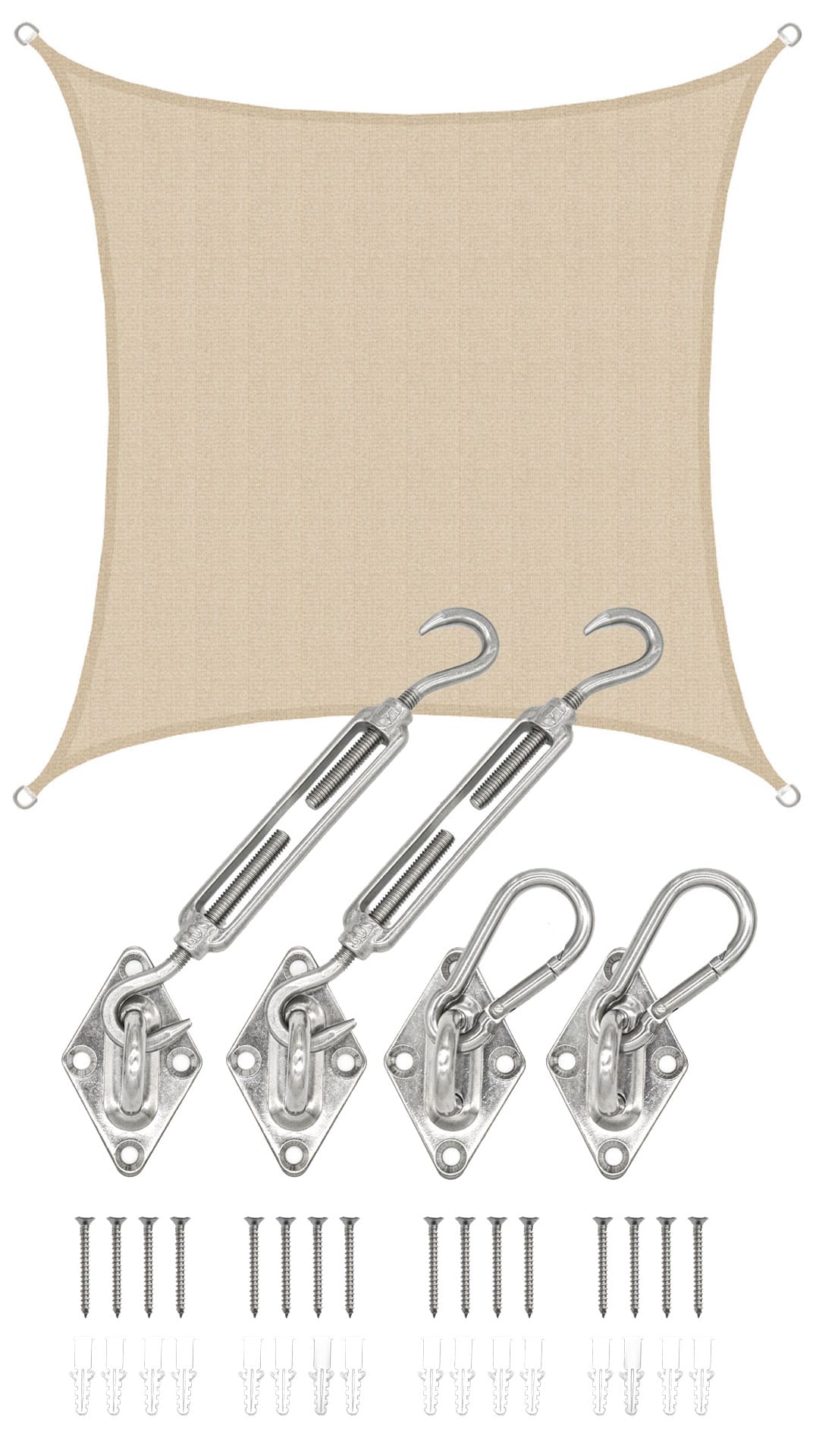 2x2 UV Sonnensegel Viereckig Atmungsaktiv - Sonnenschutz Segel mit Befestigung - Bild 1