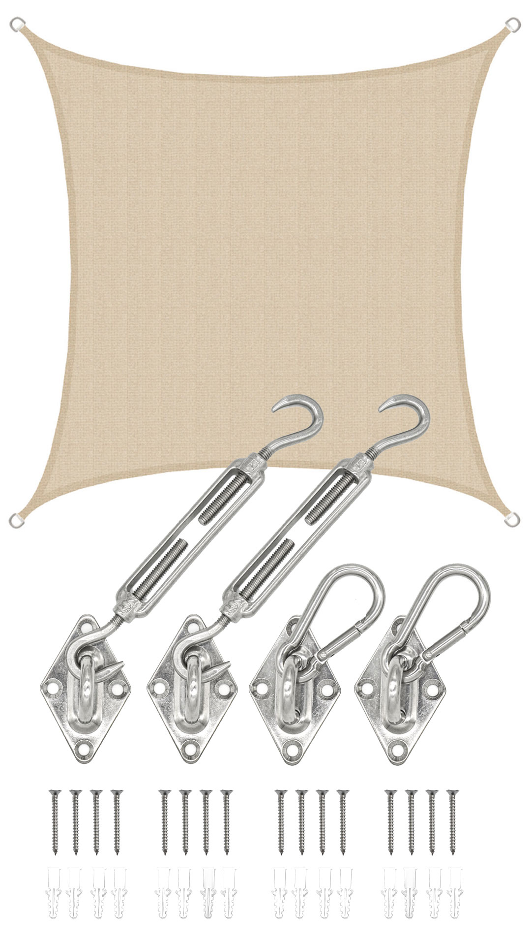 3x3 UV Sonnensegel Viereckig Atmungsaktiv - Sonnenschutz Segel mit Befestigung - Bild 1