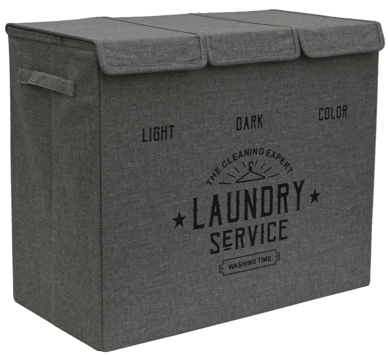 W&auml;schekorb 3 F&auml;cher - 84L W&auml;schesammler Anthrazit mit Deckel - W&auml;sche Organizer - Bild 1