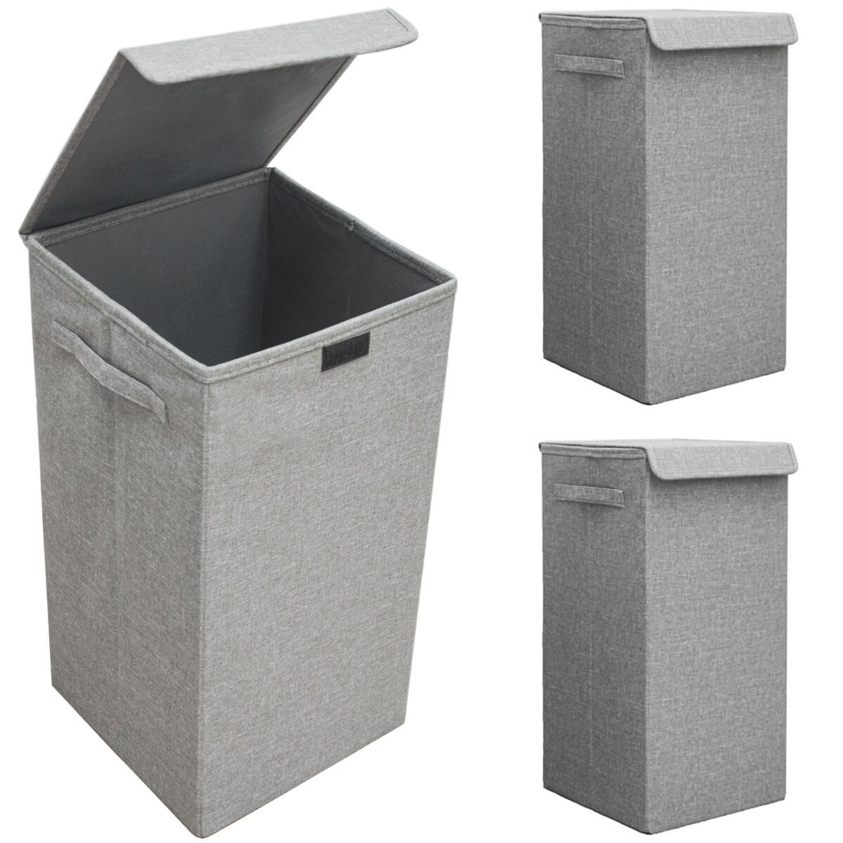 2er Set 50L Wäschekorb mit Deckel 30x30x60 – XXL Wäschesammler Wäschebox Faltbar | 04057216047868