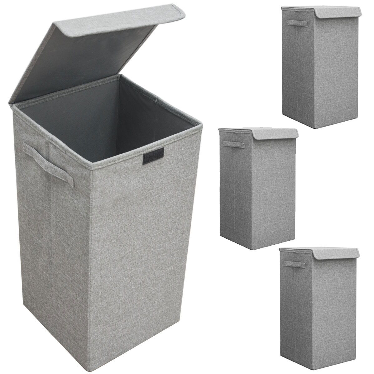 3er Set 50L Wäschekorb mit Deckel 30x30x60 – XXL Wäschesammler Wäschebox Faltbar | 04057216047875