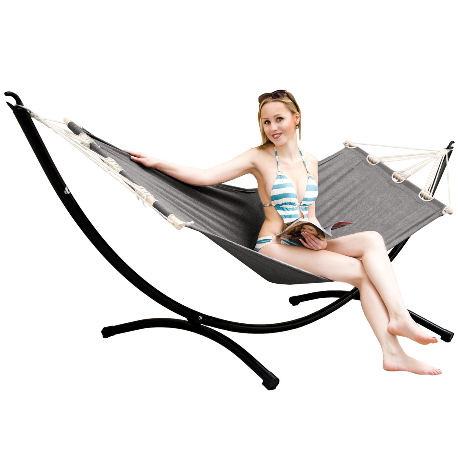 Outdoor H&auml;ngematte mit Gestell - 300cm H&auml;ngemattengestell 190x80 Stabh&auml;ngematte - Bild 1