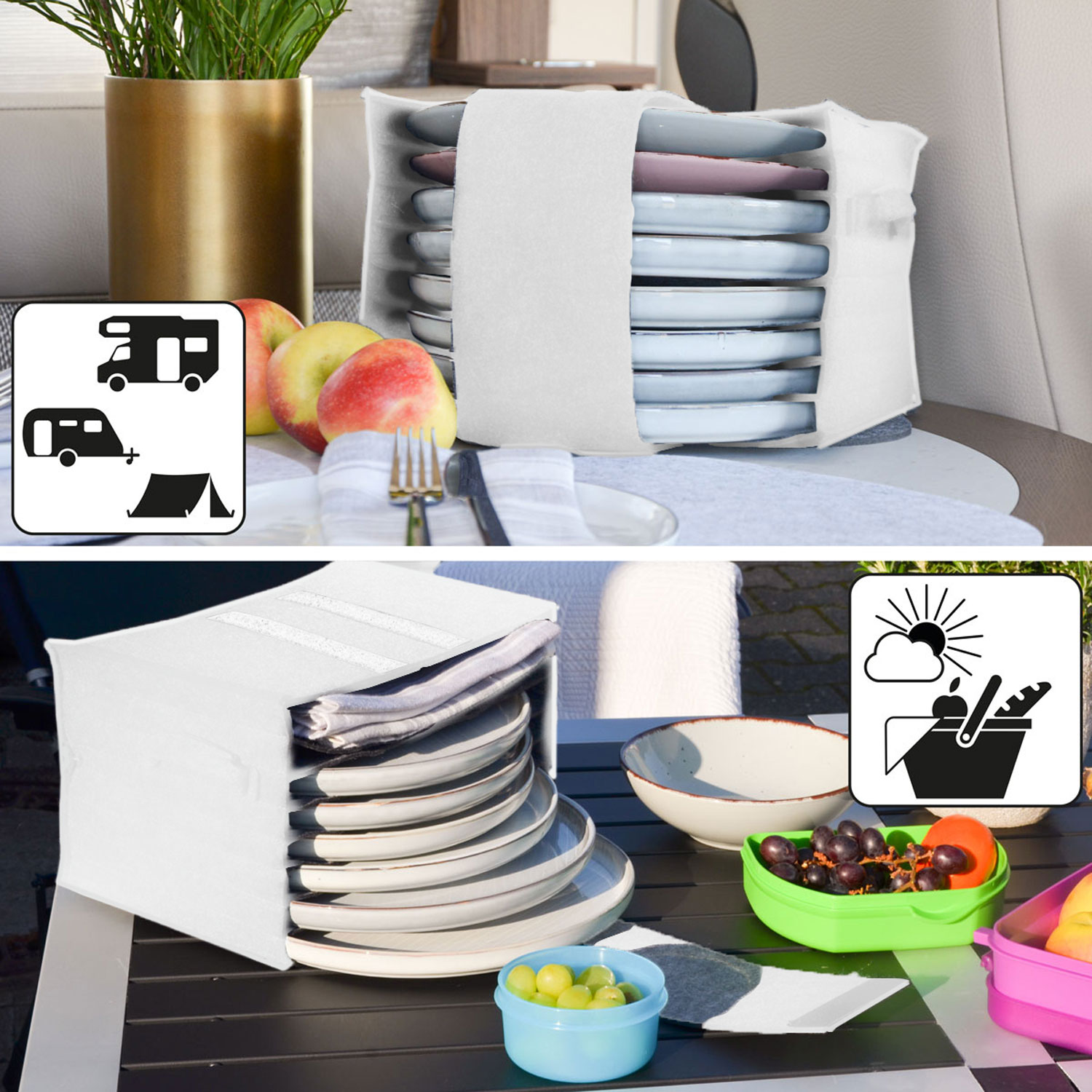 2er Set Wohnmobil Tellerhalter & Tassenhalter Camping Ordnungssystem Wohnwagen - Bild 1