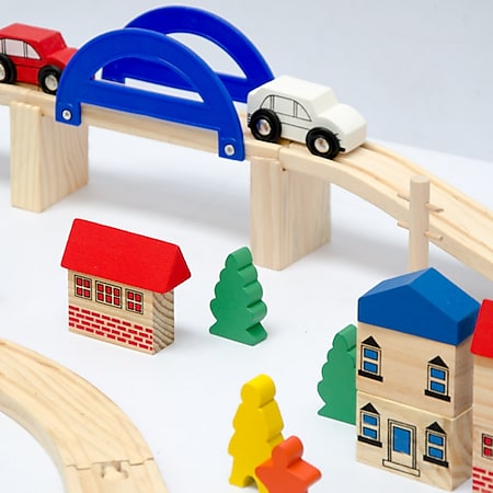 Holzeisenbahn für Kinder mit 130 Teilen Set Holz 