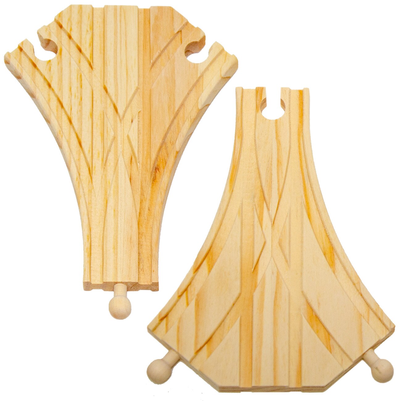 2er Set Weichen aus Holz je ca. 18x12,5cm Weichenset Holzeisenbahn Bogenweichen - Bild 1