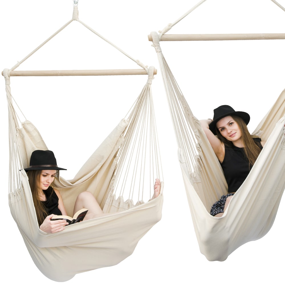 XXL H&auml;ngesessel 185x130cm H&auml;ngestuhl 2 Personen H&auml;ngesitz bis 150kg Baumwolle H&auml;ngematte 360&deg; Swifel - Bild 1